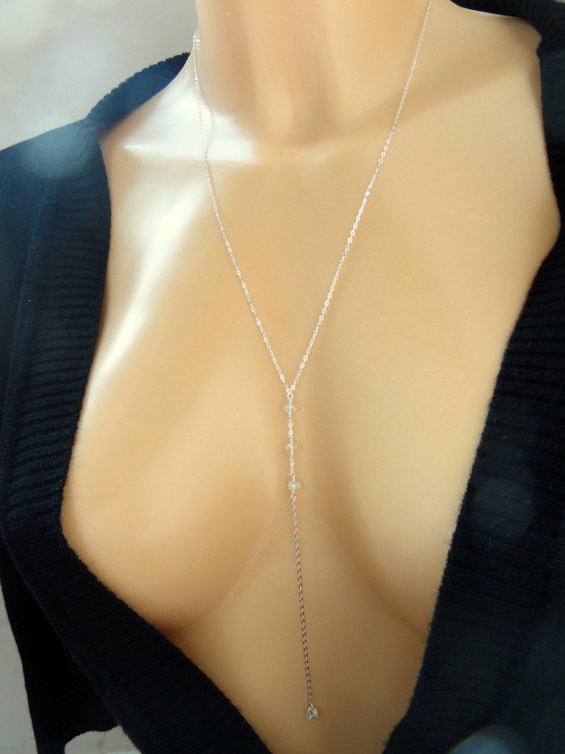 Long silver lariat necklace discount