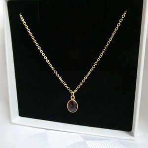 Gold garnet necklace, Garnet necklace, Garnet pendant necklace, Red stone necklace, Oval Garnet jewellery, January birthstone image 2
