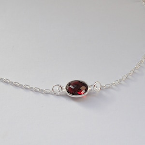 Faceted Garnet Sterling Silver Bracelet - January Birthstone