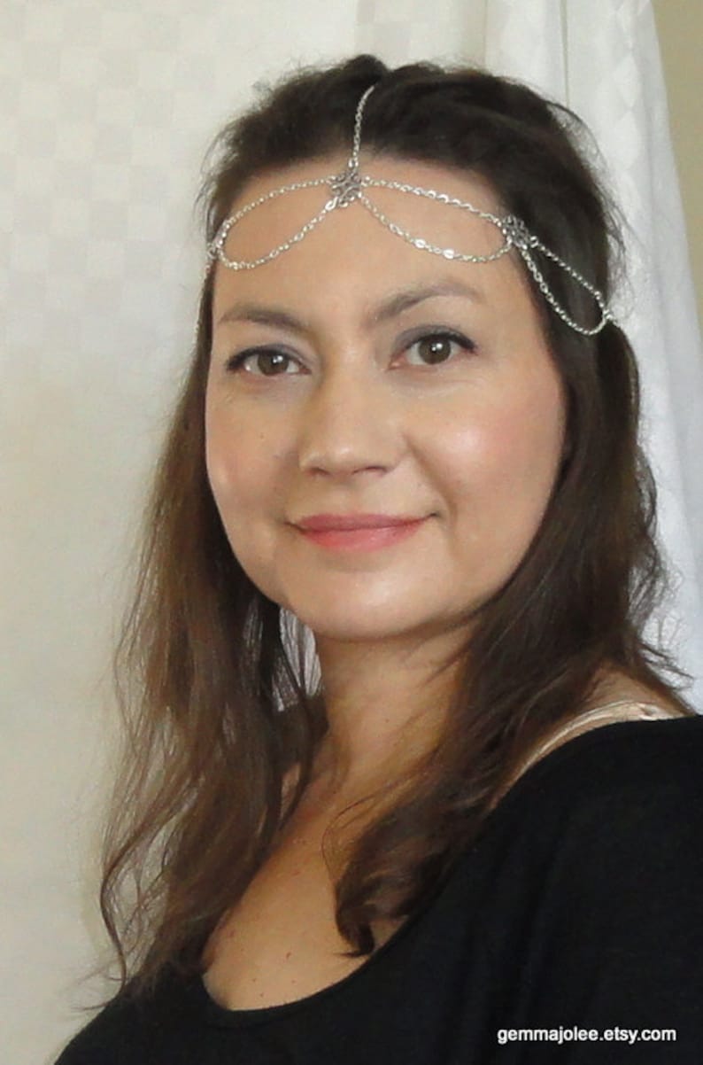 Silver Chain Headchain Boho Head Jewelry Chic Head Piece Etsy