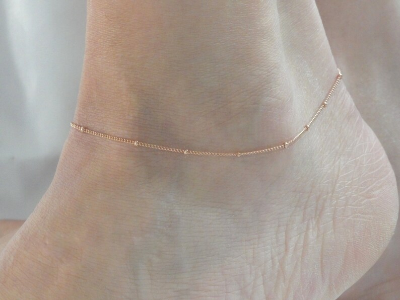 Rose Gold Satellite Anklet Rose Gold Ankle Bracelet Elegant Etsy UK