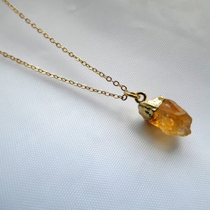 Raw Citrine gold necklace, Gold fill citrine necklace, Natural citrine necklace, Orange stone necklace, November birthstone necklace