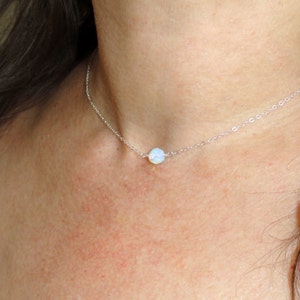 Sterling silver moonstone necklace, Moonstone choker necklace, Delicate silver choker necklace, Layering necklace for her