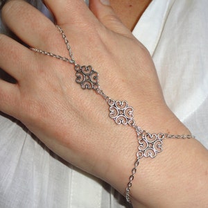 Silver slave bracelet, Slave bracelet ring, Silver finger bracelet, Chain slave bracelet, Hand bracelet