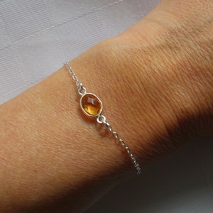 Sterling Silver citrine bracelet, November birthstone bracelet, Silver bracelet, Gemstone bracelet, Dainty orange stone bracelet, Birthday