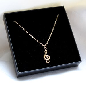 Gold musical note necklace, Treble clef charm necklace, Gold necklace, Layering necklace,  Music note charm necklace, Gift for music lover