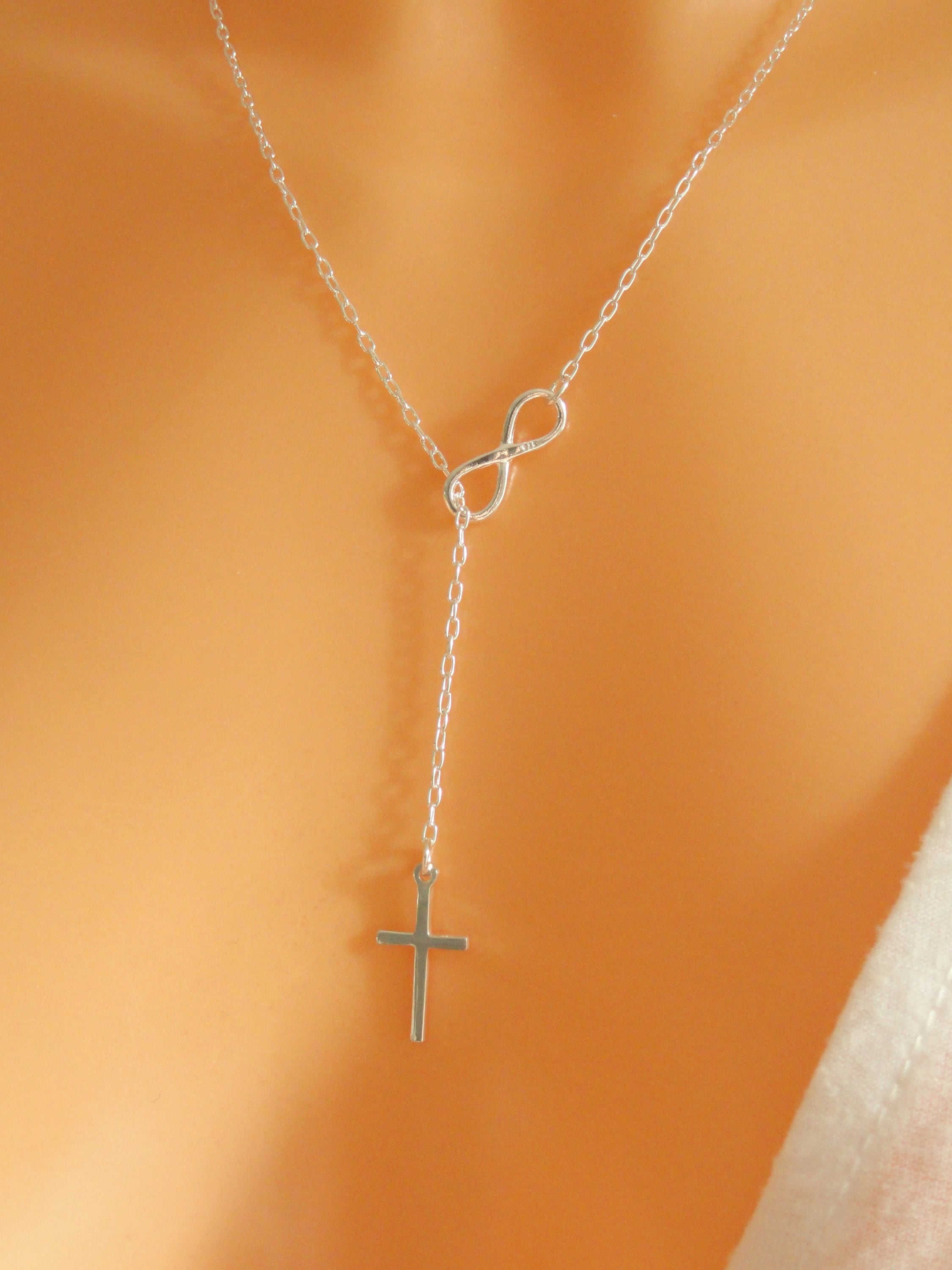 Sterling Silver Infinity Cross Necklace Cross Necklace Etsy