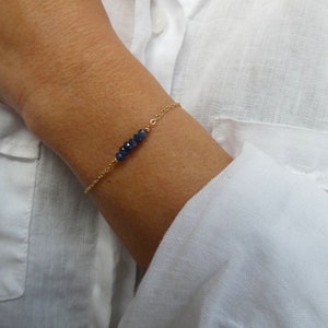 Gold Sapphire Bracelet: Delicate September Birthstone Jewelry