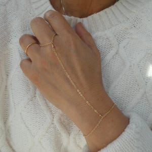 Gold filled slave bracelet, Slave bracelet ring, hand bracelet, Gold hand jewellery, Bridal bracelet, Delicate gold bracelet