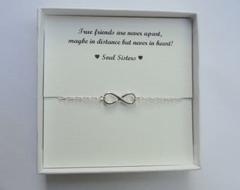 Friendship gift,  Sterling silver Infinity bracelet gift, Infinity bracelet, Bridesmaids gifts, Infinity jewelry