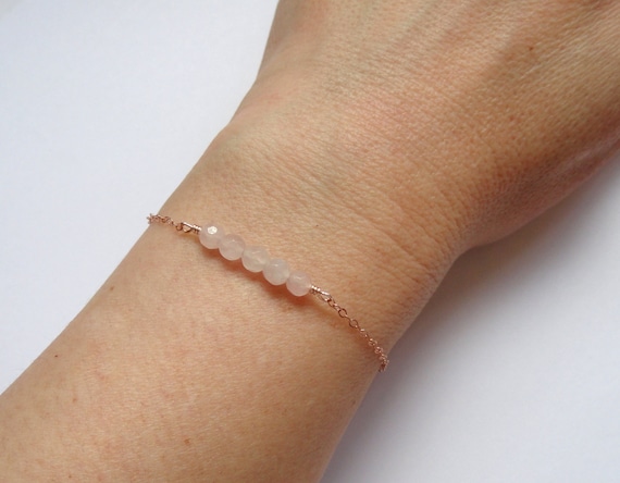 Bridesmaid gift Rose quartz bracelet Rose gold bracelet Rose gold rose quartz bracelet Pink stone bracelet