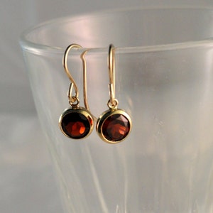 Garnet earrings, Gold garnet earrings, Garnet jewellery, Petite garnet earrings, January birthstone earrings, Small garnet round earrings