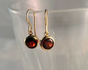 Garnet earrings, Gold garnet earrings, Garnet jewellery, Petite garnet earrings, January birthstone earrings, Small garnet round earrings