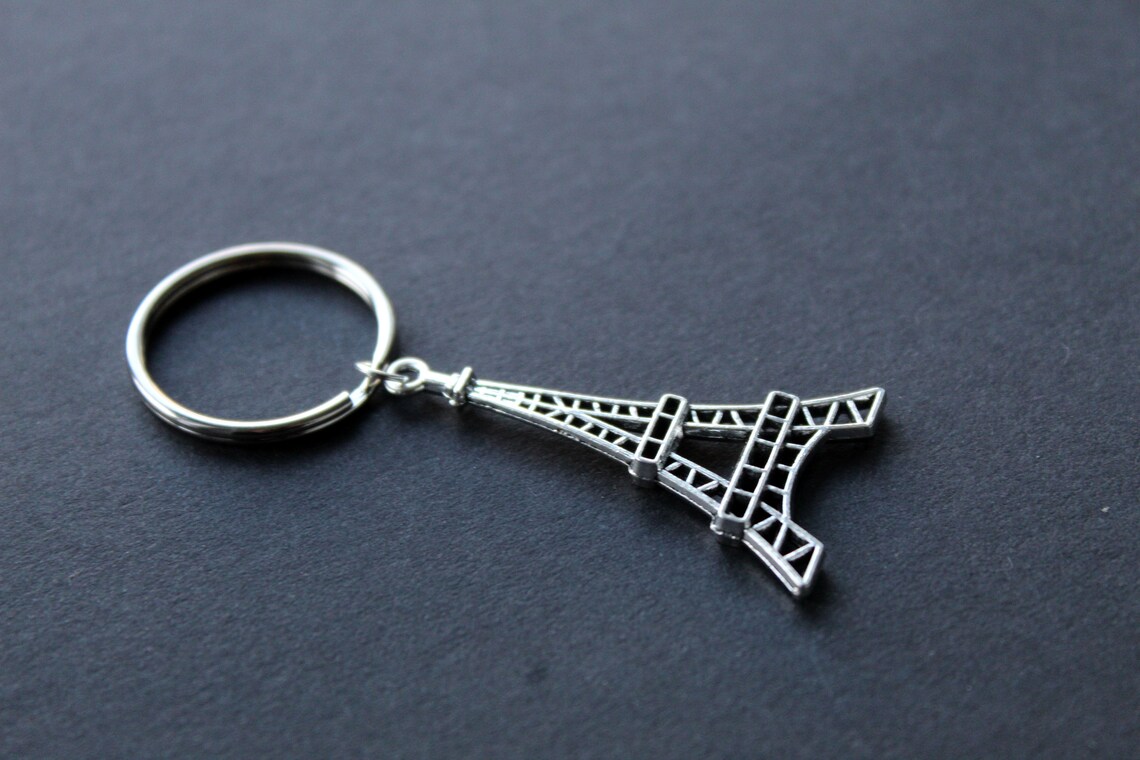 Eiffel Tower Keychain Silver Eiffel Tower Charm Keyring Etsy