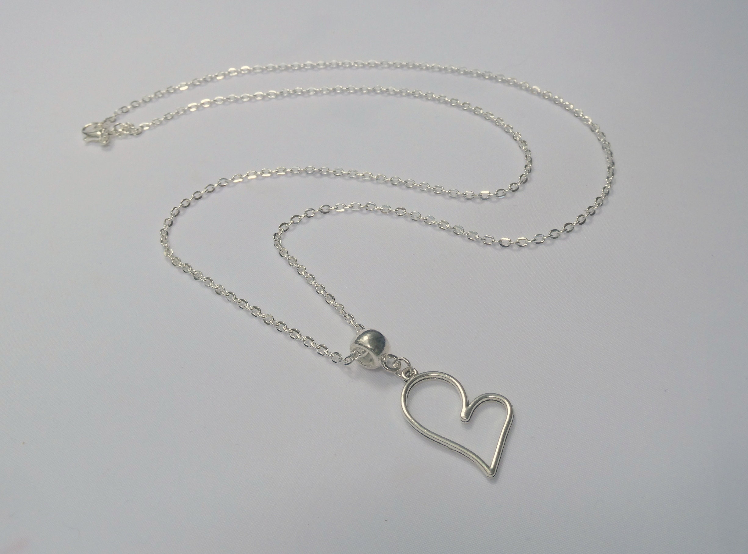 ☆ENGBROX☆ silver925 iconic heart necklace EBNL23078 Large Heart Necklace, Silver Heart Necklace, Long Silver