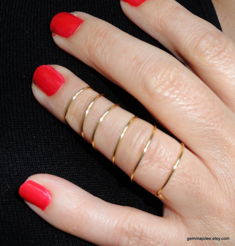 Full Hand Finger Rings Gold Spiral Wire Full Finger Ring - Adjustable Statement Ring - Etsy