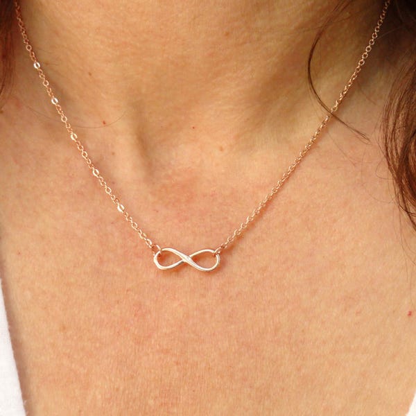 Rose gold Infinity necklace, Infinity necklace, Rose gold necklace, Rose gold jewelry, Infinity jewelry, Bridesmaid gift, Gifts