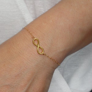 Gold Infinity bracelet, Infinity bracelet, Bridesmaid gift, Infinity jewellery, Bridal bracelet, Eternity bracelet, Delicate bracelet image 2