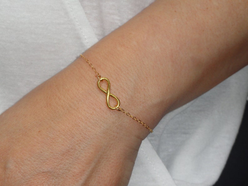 Gold Infinity bracelet, Infinity bracelet, Bridesmaid gift, Infinity jewellery, Bridal bracelet, Eternity bracelet, Delicate bracelet image 2