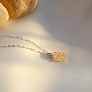 Raw Citrine necklace, Sterling Silver citrine necklace, Natural citrine necklace, Orange stone necklace, November birthstone necklace