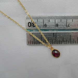 Gold garnet necklace, Garnet necklace, Garnet pendant necklace, Red stone necklace, Oval Garnet jewellery, January birthstone image 6