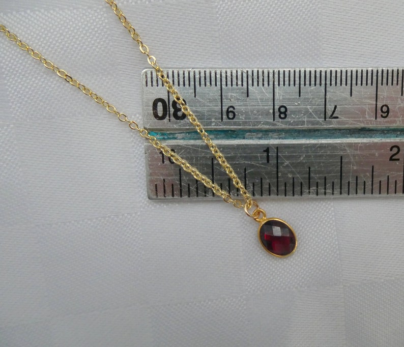 Gold garnet necklace, Garnet necklace, Garnet pendant necklace, Red stone necklace, Oval Garnet jewellery, January birthstone image 6