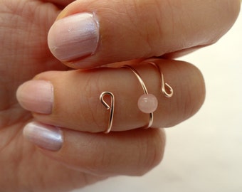 Knuckle ring rose gold wire rose quartz gemstone, Rose quartz  ring, Rose Gold gemstone knuckle ring, Gold knuckle ring, Gifts