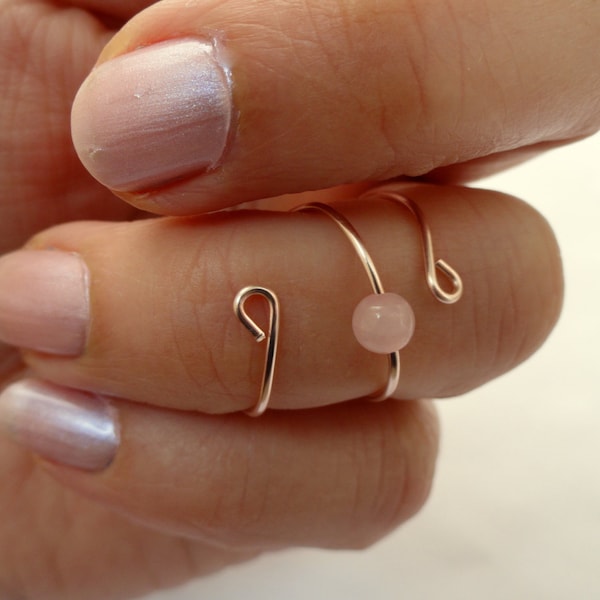 Rose Gold Rose Quartz Knuckle Ring