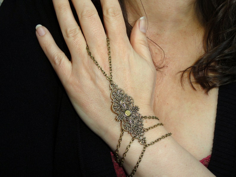 Slave Bracelet Bronze Slave Bracelet Ring Boho Hand Bracelet Etsy