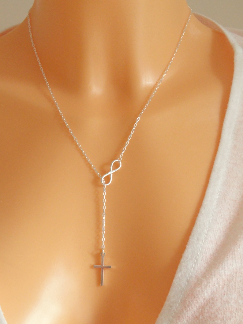 silver infinity cross necklace