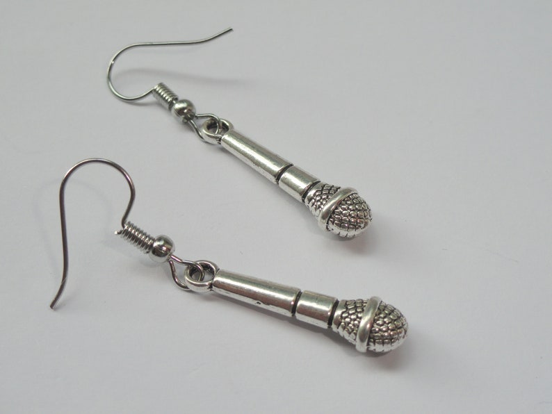 Silver microphone earrings Microphone earrings Music lover Etsy