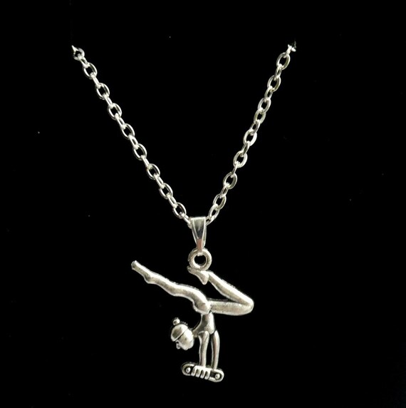 Gymnast Charm Necklace Silver Plated Girl s Necklace Silver