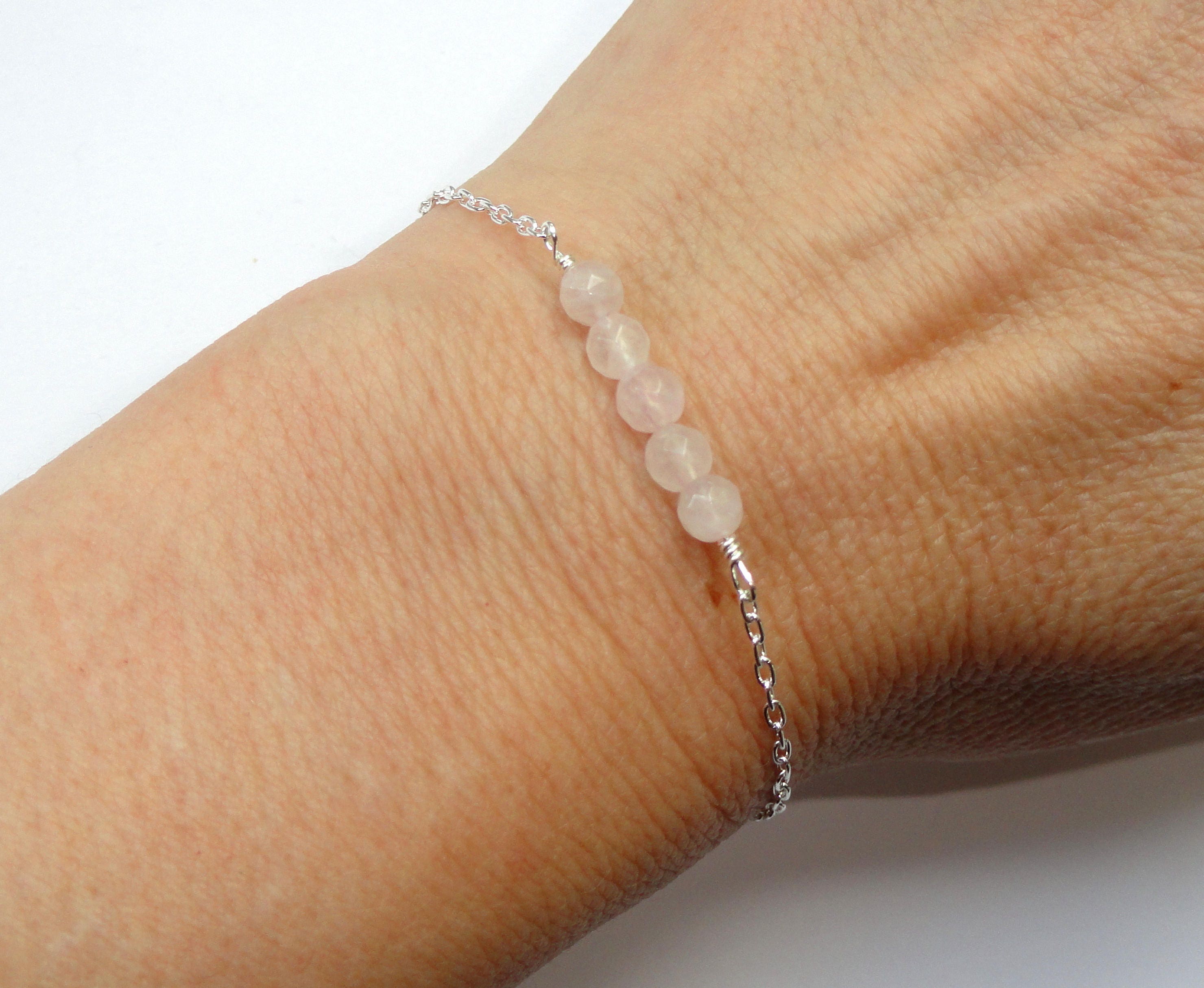 Sterling Silver Rose Quartz Bracelet 