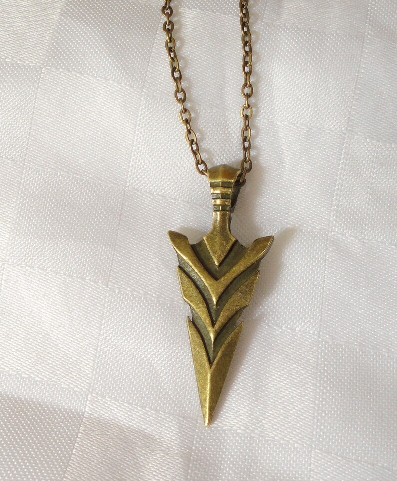 Long Bronze Arrow Necklace Bronze Arrow Head Pendant Etsy UK