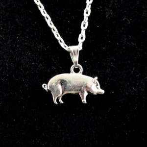 Pig necklace, Silver pig necklace, Cute pig necklace, Animal necklace, Farm Animal jewellery, Quirky necklace