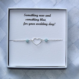 Aquamarine Heart Bracelet: Sterling Silver Anklet, Something Blue Bridal Gift