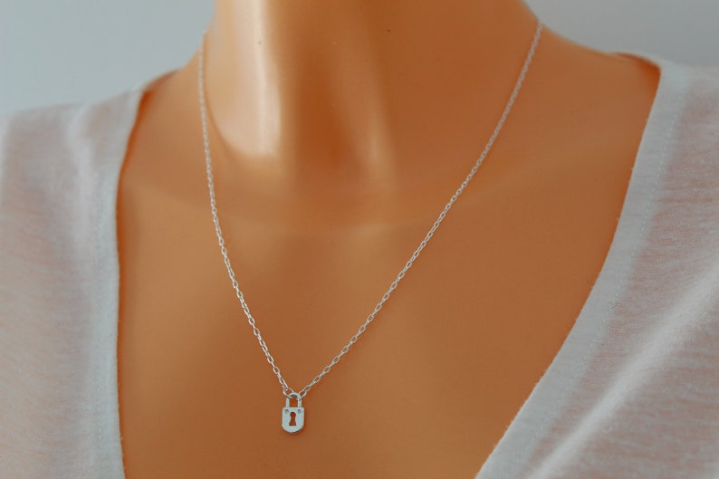 Padlock Key Charm Necklace Sterling Silver Padlock Charm Etsy UK