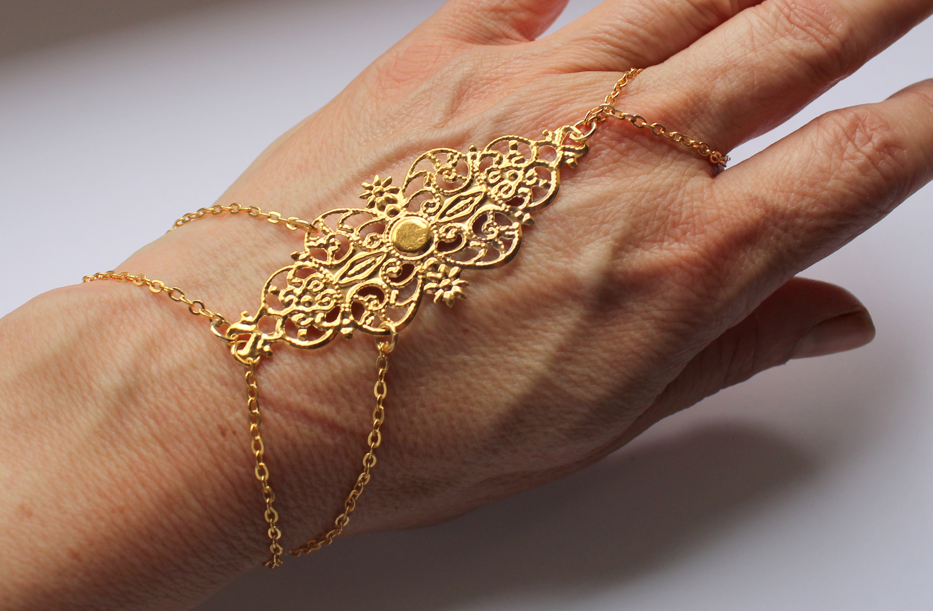 Slave Bracelet Gold Slave Bracelet Ring Gold Hand Bracelet Etsy UK