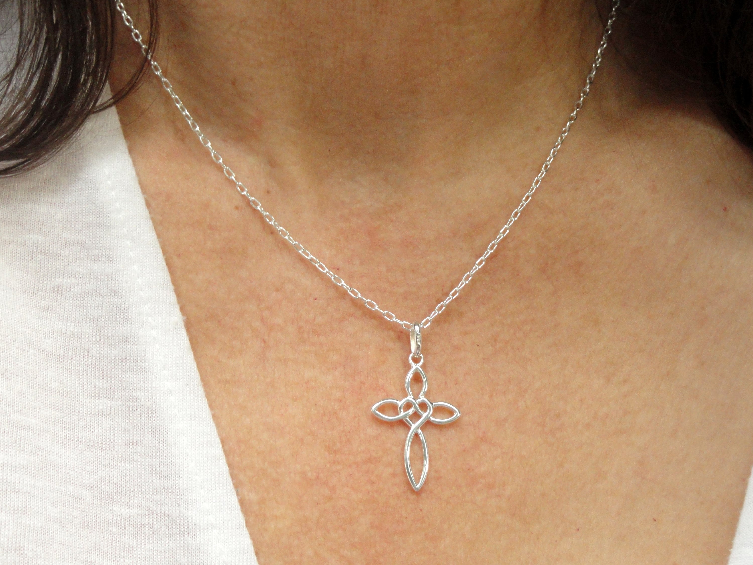 YFN Cross Infinity Heart Sterling Silver Religious Necklace for Women Men