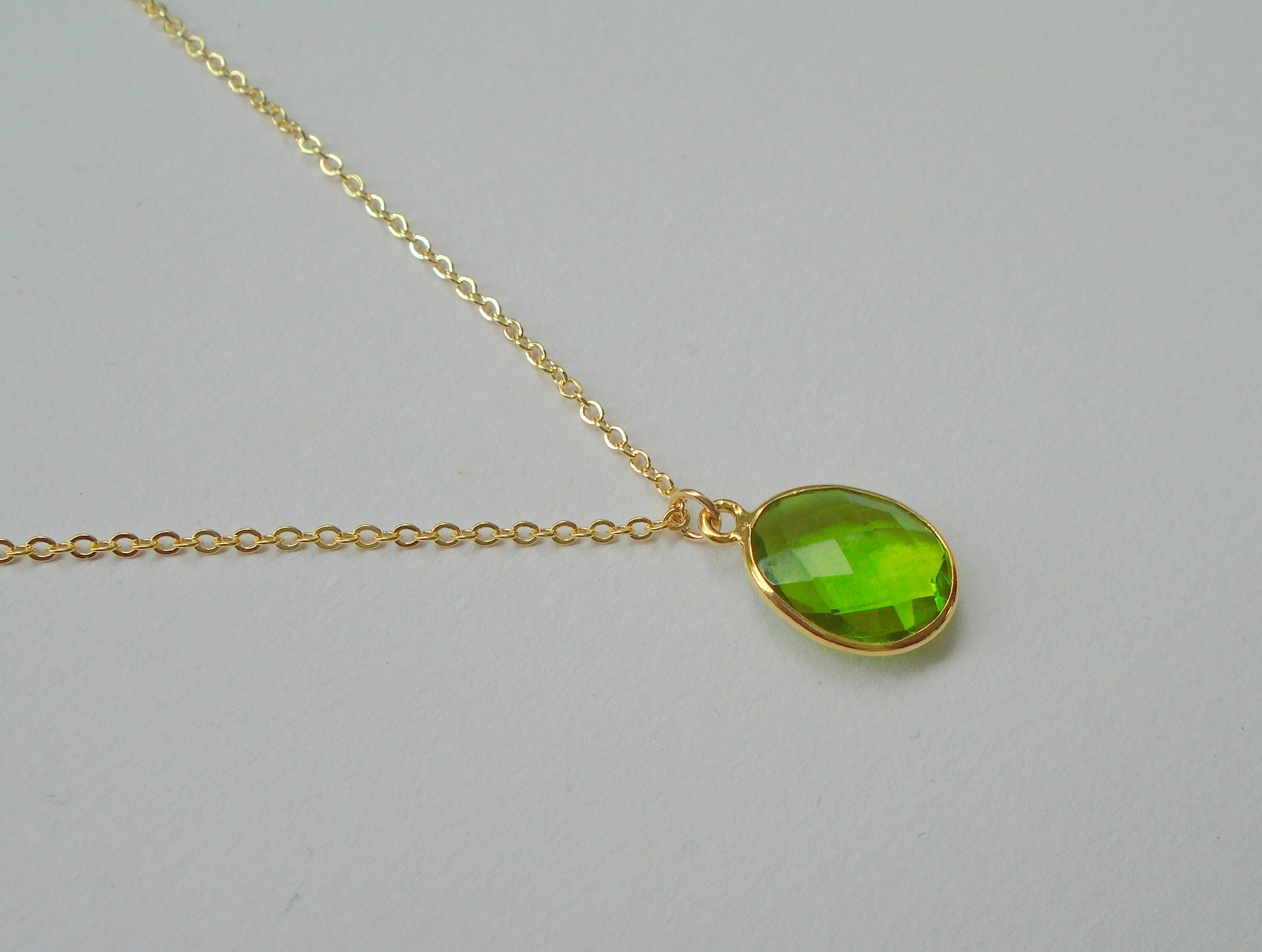 Gold Fill Peridot Necklace Peridot Quartz Necklace August Etsy