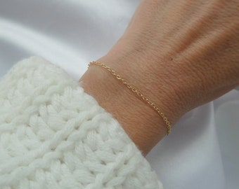 Gold fill bracelet, Elegant gold chain bracelet, Delicate gold bracelet, Minimalist bracelet, Adjustable bracelet, Gift for her