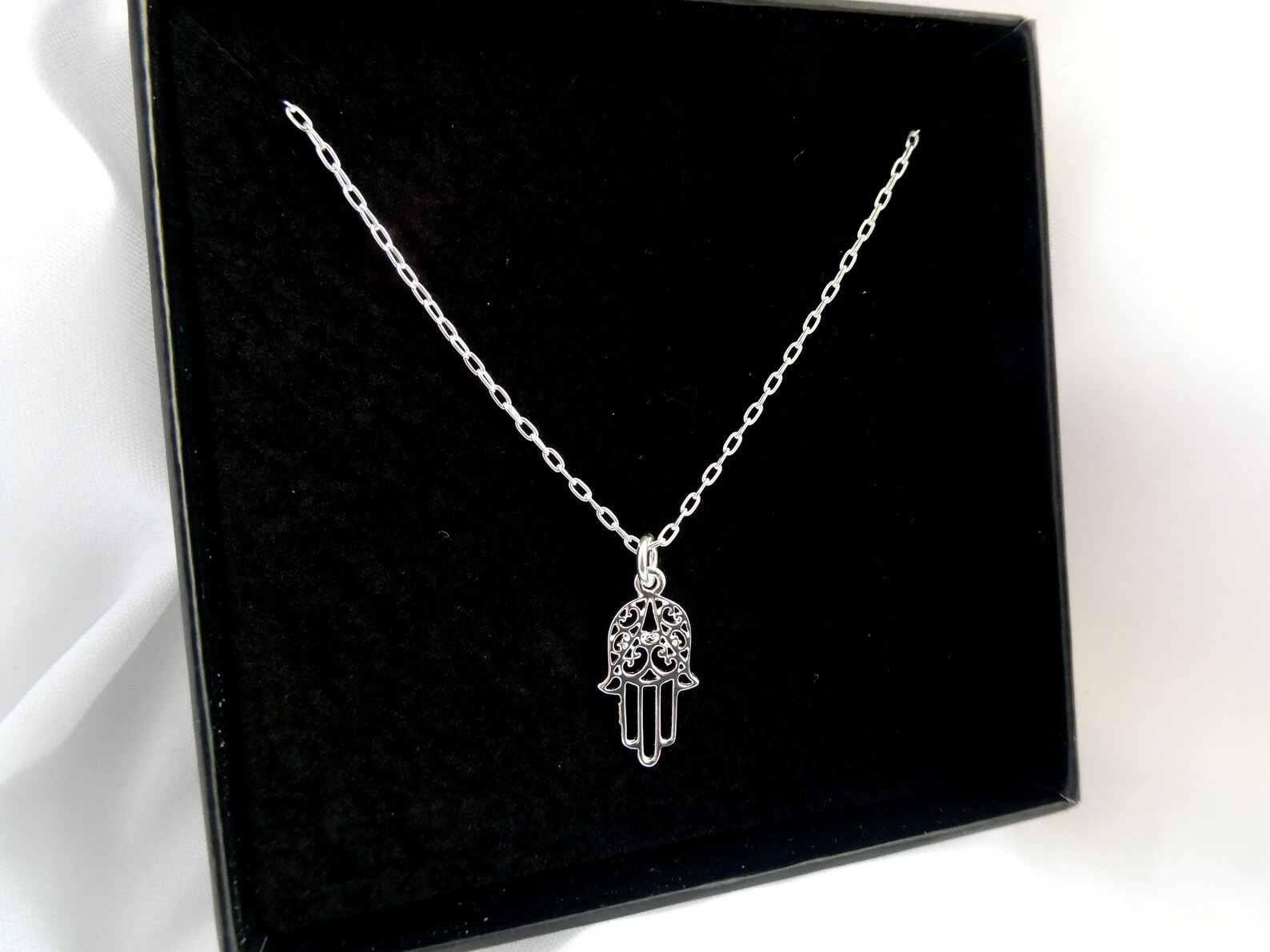 Sterling Silver Hamsa Necklace Hamsa Necklace Hamsa Hand Etsy UK