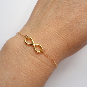 Gold Infinity bracelet, Infinity bracelet, Bridesmaid gift, Infinity jewellery, Bridal bracelet, Eternity bracelet, Delicate bracelet image 1