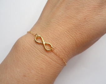 Gold Infinity bracelet, Infinity bracelet, Bridesmaid gift, Infinity jewellery, Bridal bracelet, Eternity bracelet, Delicate bracelet