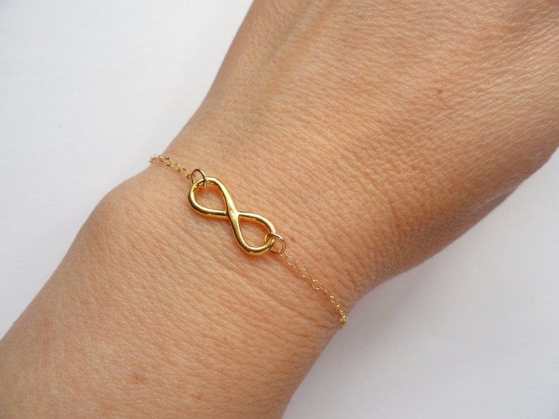 Gold Infinity bracelet, Infinity bracelet, Bridesmaid gift, Infinity jewellery, Bridal bracelet, Eternity bracelet, Delicate bracelet image 1