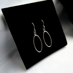 Oval drop earrings, Sterling silver oval shape earrings, Lightweight silver dangle earrings, Gift for Mum, Gift for her, Geometric earrings
