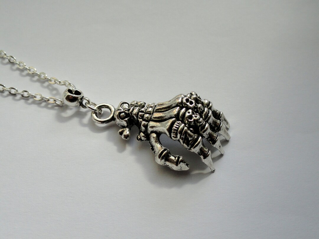 Skeleton Hand Necklace Goth Necklace Skeleton Hand Charm - Etsy