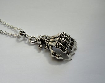 Skeleton hand necklace, Goth necklace, Skeleton hand charm necklace, Halloween necklace, Punk necklace, Grunge jewellery