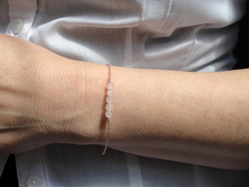 Bridesmaid gift Rose quartz bracelet Rose gold bracelet Rose gold rose quartz bracelet Pink stone bracelet