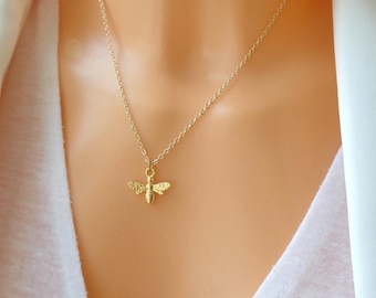 Collar de abeja dorada, joya con dije de abeja